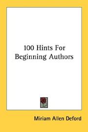 Cover of: 100 Hints For Beginning Authors