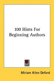 Cover of 100 Hints For Beginning Authors