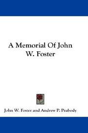 Cover of: A Memorial Of John W. Foster