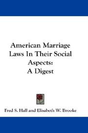 Cover of American Marriage Laws In Their Social Aspects by fred s. hall,elisabeth w. brooke