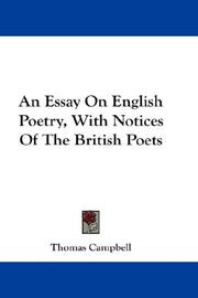 Cover of: An Essay On English Poetry, With Notices Of The British Poets