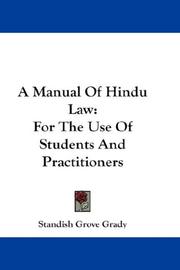 Cover of: A Manual Of Hindu Law | Standish Grove Grady