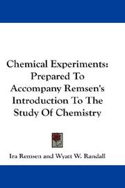 Front cover of Chemical Experiments by Ira Remsen
