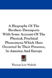 Cover of: A Biography Of The Brothers Davenport by Thomas Low Nichols