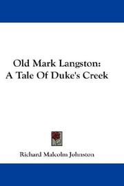 Cover of: Old Mark Langston by Richard Malcolm Johnston