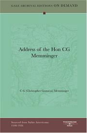 Cover of: Address of the Hon CG Memminger by C G (Christopher Gustavus) Memminger