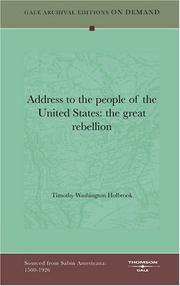 Cover of: Address to the people of the United States | Timothy Washington Holbrook