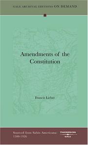 Cover of: Amendments of the Constitution