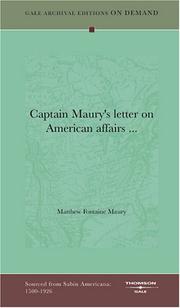 Cover of: Captain Maury's letter on American affairs ... by Matthew Fontaine Maury