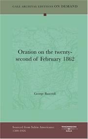 Cover of: Oration on the twenty-second of February 1862