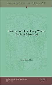 Cover of: Speeches of Hon Henry Winter Davis of Maryland
