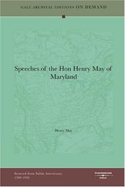 Cover of: Speeches of the Hon Henry May of Maryland