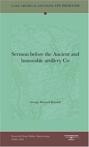 Cover of: Sermon before the Ancient and honorable artillery Co by George Maxwell Randall