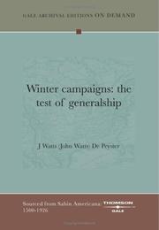 Cover of: Winter campaigns by J Watts (John Watts) De Peyster