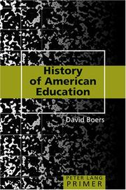 Cover of: History of American Education: Primer (Peter Lang Primer)