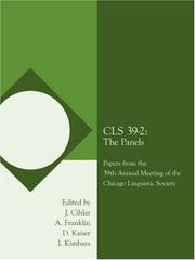 Cover of: CLS 39-2: The Panels by J. Cihlar and A. Franklin, D. Kaiser and I. Kimbara