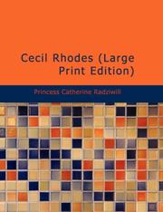 Cover of: Cecil Rhodes (Large Print Edition) by Princess Catherine Radziwill