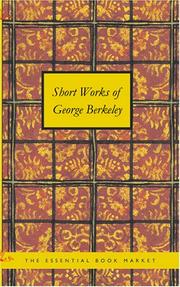 Cover of: Short Works of George Berkeley