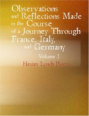 Cover of: Observations and Reflections Made in the Course of a Journey through France Italy and Germany Vol (Large Print Edition)