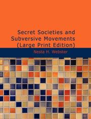 Cover of Secret Societies and Subversive Movements (Large Print Edition)