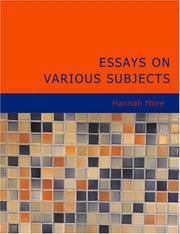 Cover of: Essays on Various Subjects (Large Print Edition) by Hannah More