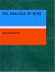Cover of: The Analysis of Mind (Large Print Edition) by Bertrand Russell