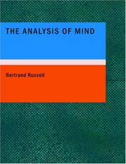 Cover of The Analysis of Mind (Large Print Edition)