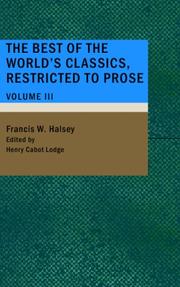 Cover of: The Best of the World's Classics; Restricted to Prose- Volume III: Great Britain and Ireland - I