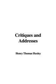 Cover of: Critiques and Addresses