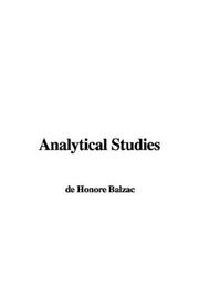 Cover of: Analytical Studies by Honoré de Balzac