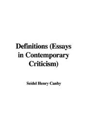 Cover of: Definitions (Essays in Contemporary Criticism)