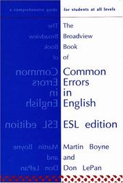 Cover of: The Broadview Book of Common Errors in English: ESL Edition