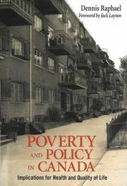 Cover of: Poverty and Policy in Canada by Dennis Raphael