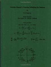 Cover of: Calculus Manual 1: Function Definitions for Students