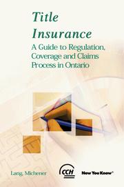 Cover of: Title Insurance by Lang Michener