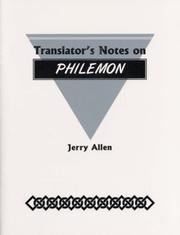 Cover of: Translator's Notes on Philemon: Helps on understanding and translating the book (Translator's Notes series)