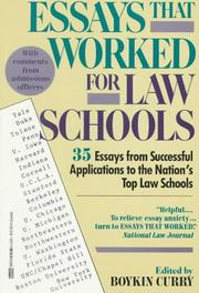 Cover of: Essays that worked for law schools: 35 essays from successful applications to the nation's top law schools