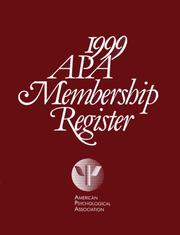 Cover of: 1999 Apa Membership Register (Apa Membership Register//American Psychological Association)