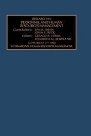 Cover of: Research in Personnel and Human Resource Management: A Research Annual : International Human Resources Management, Supplement 2, 1990 (Research in Personnel and Human Resources Management Supplement)