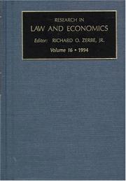 Cover of: Research in Law and Economics 1994 (Research in Law and Economics)