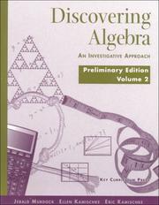 Cover of: Discovering Algebra Preliminary Edition: An Investigative Approach, Vol. 2 (Student Study Guide)