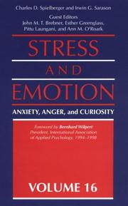 Cover of: Stress And Emotion: Anxiety, Anger, & Curiosity (Stress and Emotion)