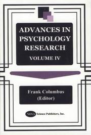 Cover of: Advances in Psychology Research
