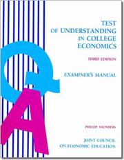 Cover of: Test of Understanding College Economics by Phillip Saunders