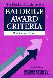 Cover of: The Pocket Guide to the Baldrige Award Criteria | Mark Graham Brown