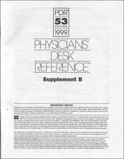 Cover of: Physicians' Desk Reference Supplement: 1999 (Physicians Desk Reference 1999, Supplement a & B)