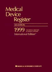 Cover of: Medical Device Register 1999: International Edition (Medical Device Register International Volume)