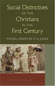 Cover of: Social Distinctives of the Christians in the First Century: Pivotal Essays by E. A. Judge