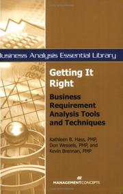 Cover of: Getting It Right: Business Requirement Analysis Tools and Techniques