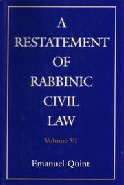 Cover of: A Restatement of Rabbinic Civil Law by Emanuel B. Quint